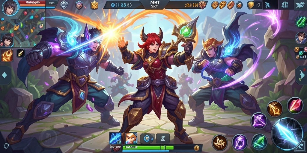 Gamer seru sedang bertarung di arena MOBA 5RT.