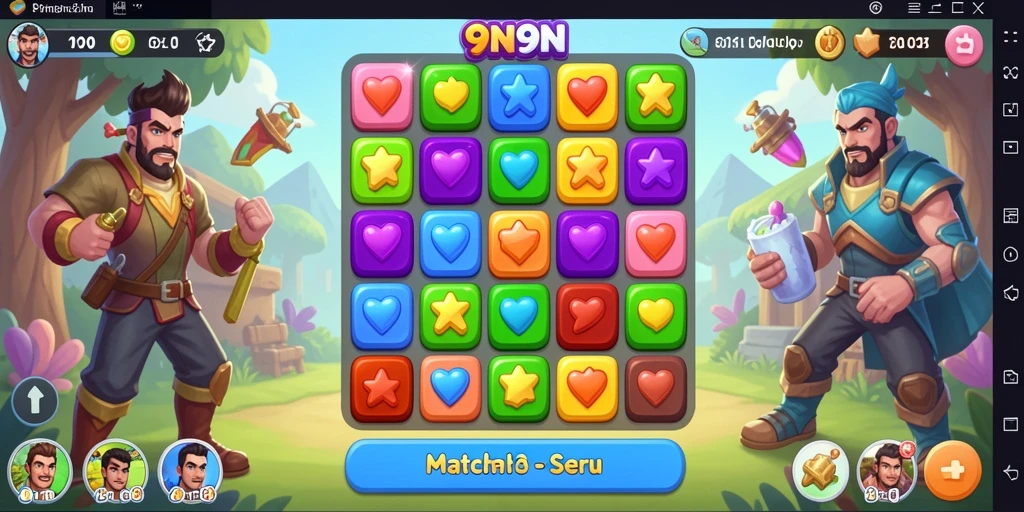 Gameplay Match-3 yang seru dan penuh warna dalam 9N9N.