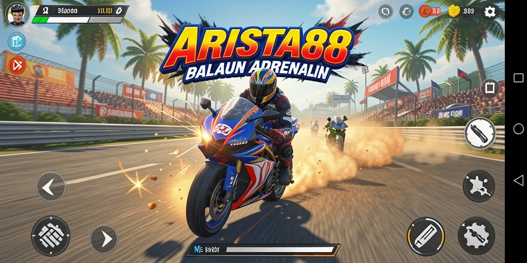 Gameplay balapan motor yang mendebarkan dan penuh aksi.