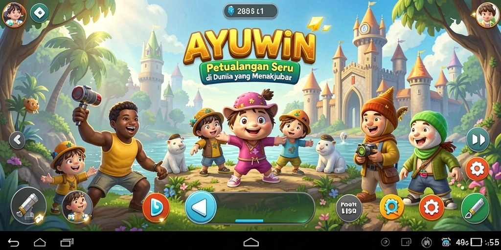 Tangkapan layar gameplay AYUWIN yang menampilkan aksi seru di dunia petualangan.