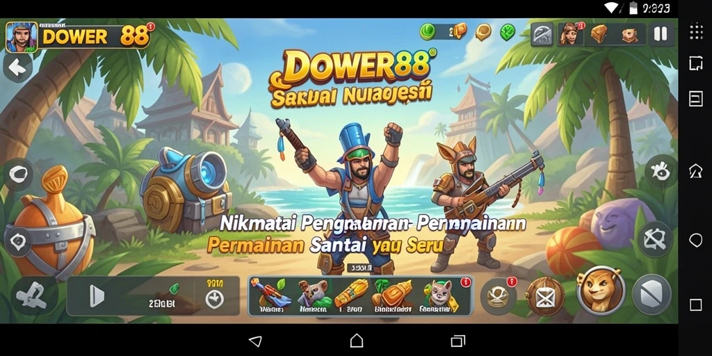 Screenshot utama DOWER88 menampilkan aksi gameplay yang seru dan penuh warna.
