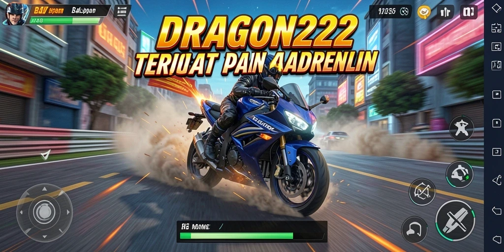 Tangkapan layar gameplay DRAGON222 yang menampilkan aksi balapan motor yang mendebarkan.