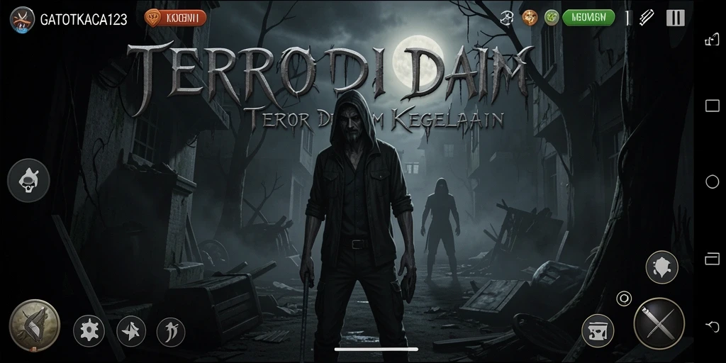 Tangkapan layar GATOTKACA123 dengan suasana horor yang mencekam dan gameplay yang menegangkan.