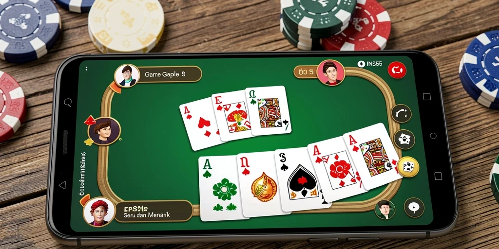 Tampilan gameplay seru dalam game Gaple INS55 yang menarik.