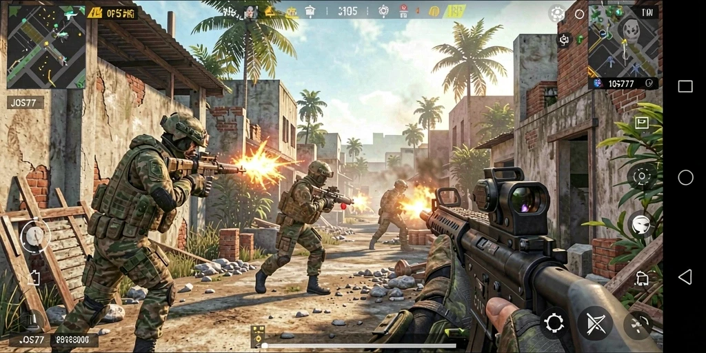 Gambaran gameplay JOS77 dalam pertempuran FPS yang mendebarkan.