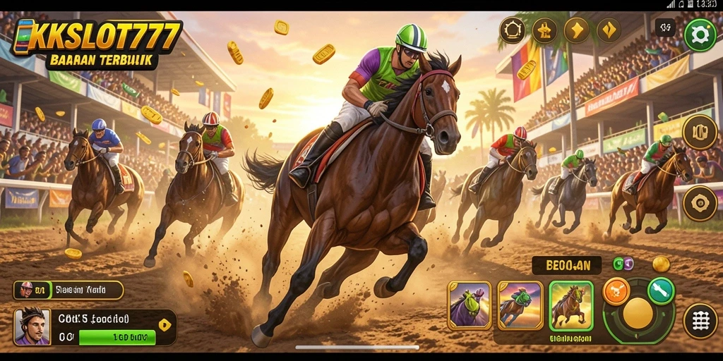 Gameplay Racing seru di KKSLOT777 dengan mobil cepat dan lintasan menantang.
