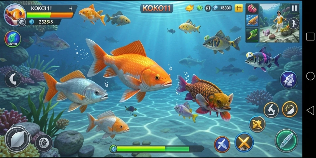 Screenshot gameplay menampilkan aksi menembak ikan yang seru di KOKO11.