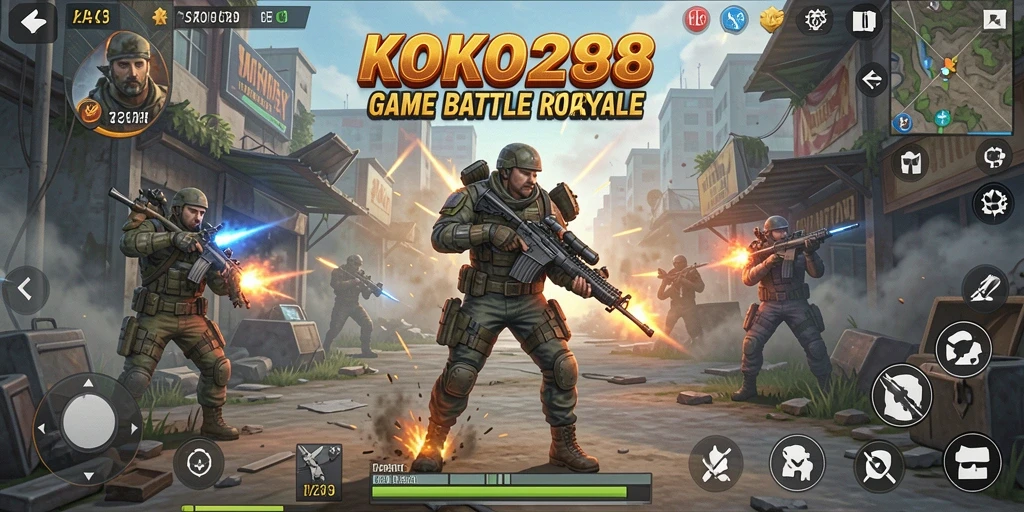 Tangkapan layar aksi intens di KOKO288 Battle Royale.