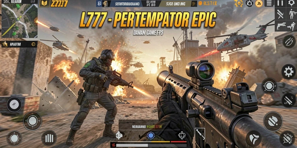Gameplay L777 yang menegangkan dengan aksi tembak-menembak yang seru.