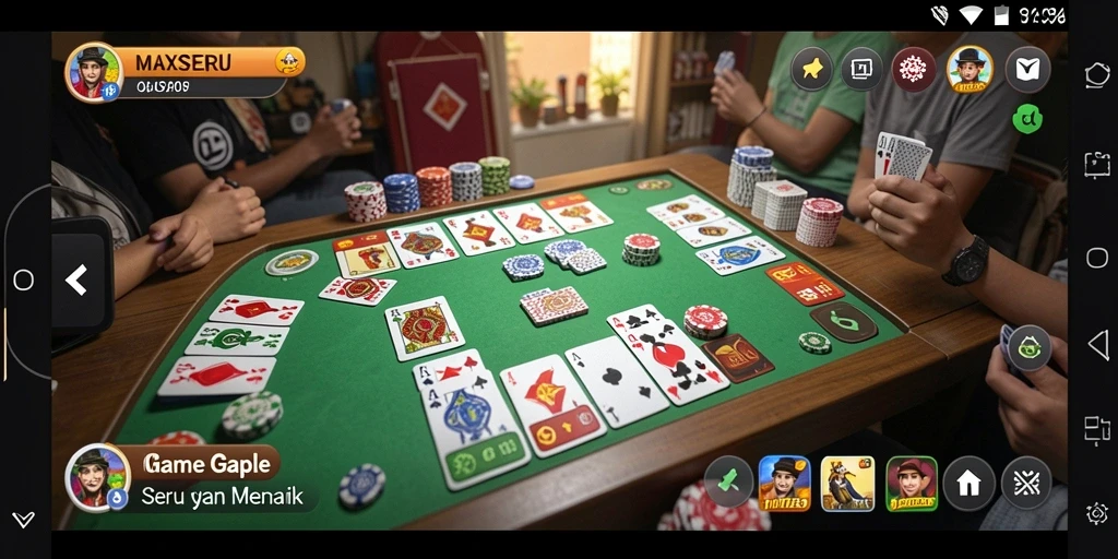 Tampilan gameplay menampilkan keseruan bermain Gaple di MAXSERU.