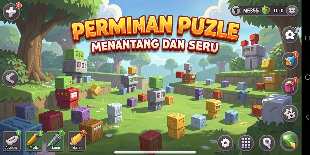 Screenshot utama ME355 menampilkan gameplay Puzzle yang menarik.