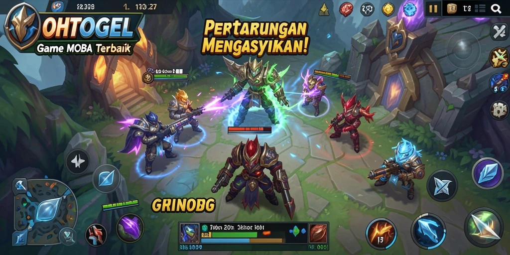 Gameplay seru OHTOGEL dalam aksi pertarungan MOBA.