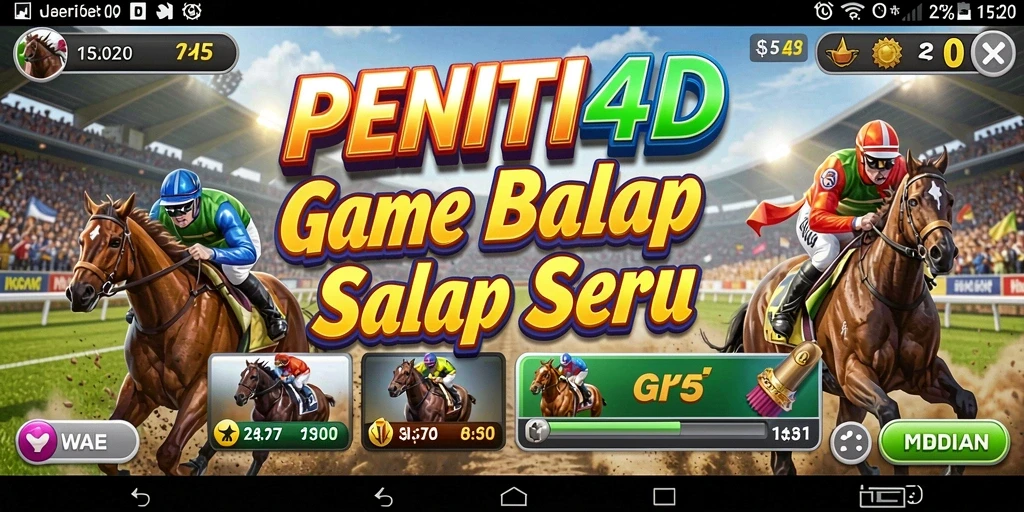Screenshot gameplay PENITI4D yang menunjukkan aksi balap seru.