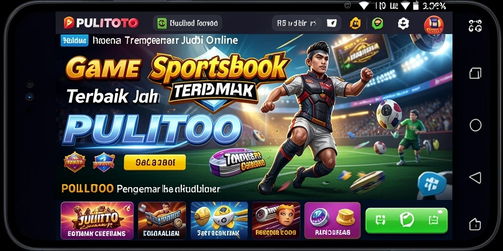 Screenshot utama PULITOTO menampilkan antarmuka Sportsbook yang menarik.