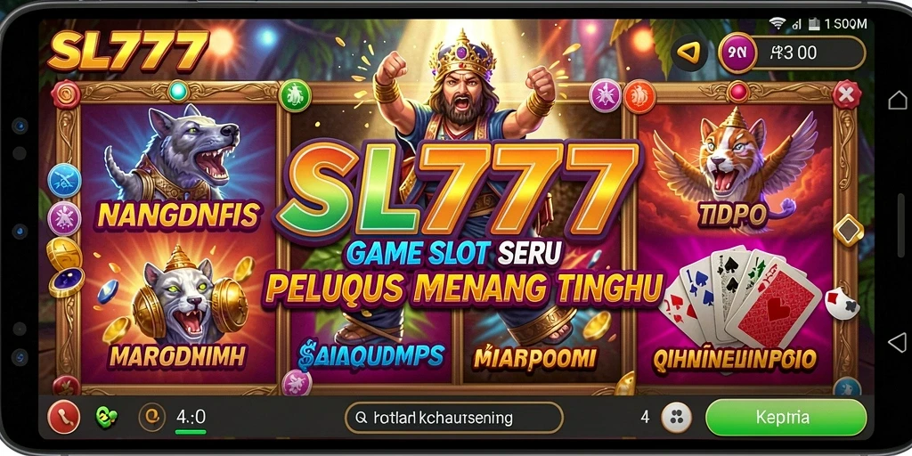 Screenshot SL777 menampilkan gameplay slot yang menarik dengan warna-warni cerah.