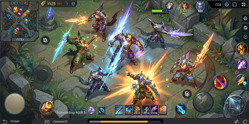 Tampilan gameplay seru dalam YY123 dengan aksi MOBA yang epic.